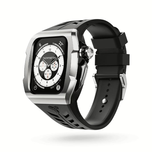 Y24 XINYI เซ็ตเคสและสายนาฬิกาสำหรับ Apple Watch (45mm) – สี Silver/Black