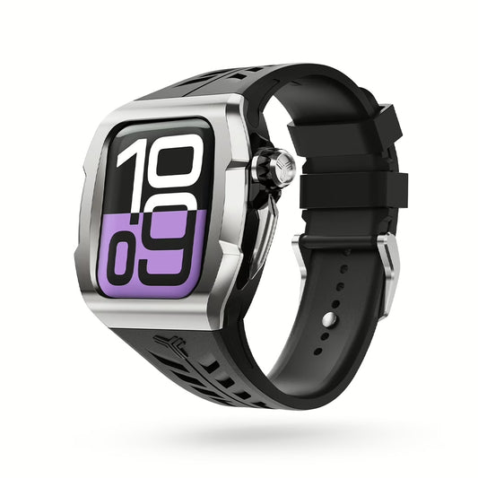 Y24 XINYI เซ็ตเคสและสายนาฬิกาสำหรับ Apple Watch (46mm) – สี Silver/Black