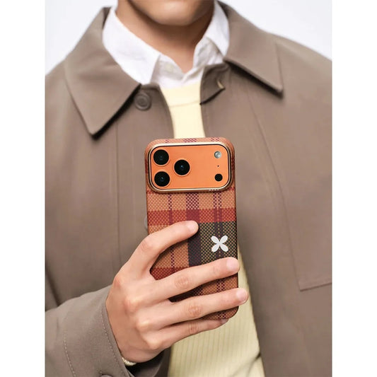 Pitaka Flora in Grid Edge Case เคสเส้นใยอะรามิด สำหรับ 17 Pro /17 Pro Max - สี Cloud Dusk