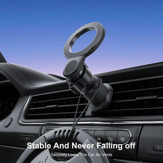 WiWU MAGO Series Magnetic Car Mount (Wi-W051) แท่นชาร์จไร้สายติดช่องแอร์ในรถ สี Black