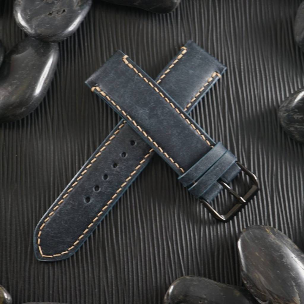 Tanvo สายนาฬิกาหนังแท้ งาน Handmade หนังฟอกฝาดนำเข้าจากอิตาลี ขนาด 22 มม แถมข้อต่อสำหรับ Apple Watch