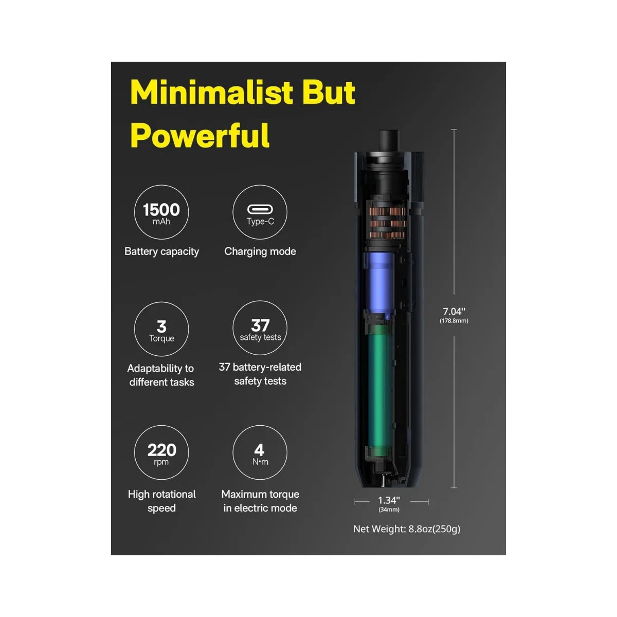 HOTO 3.6V Cordless Screwdriver ไขควงไฟฟ้า แบบชาร์จไฟได้ 3.6V ไร้สาย พร้อมพอร์ต USB-C ปรับได้ 3 ระดับ