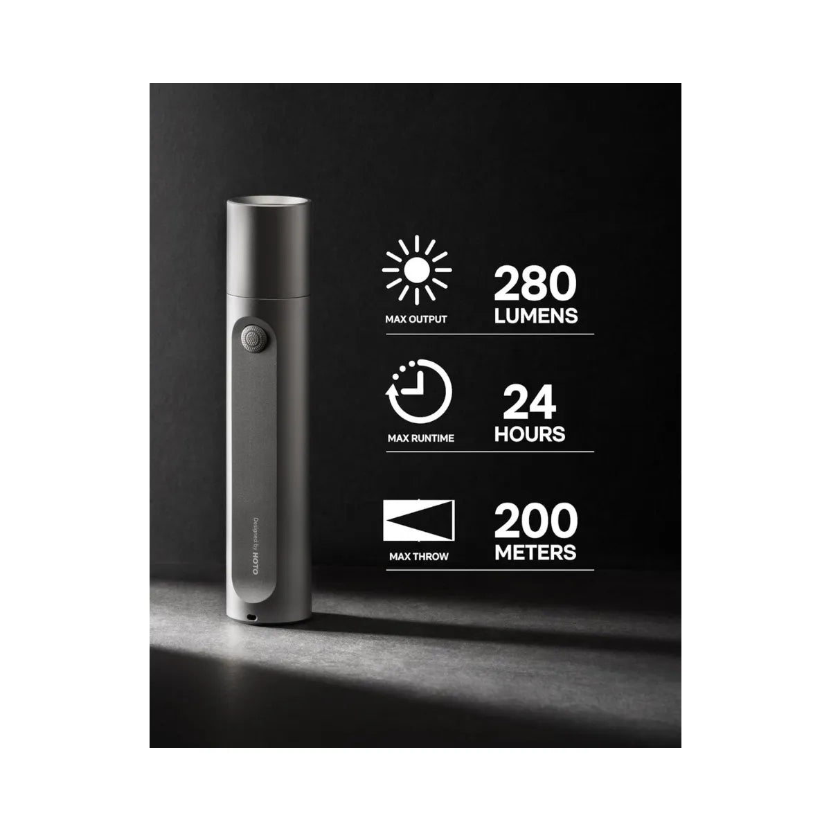 HOTO Flashlight Fit ไฟฉาย LED แบบชาร์จไฟได้ รองรับการชาร์จผ่าน USB-C มีโหมดแสงให้เลือก 3 แบบ