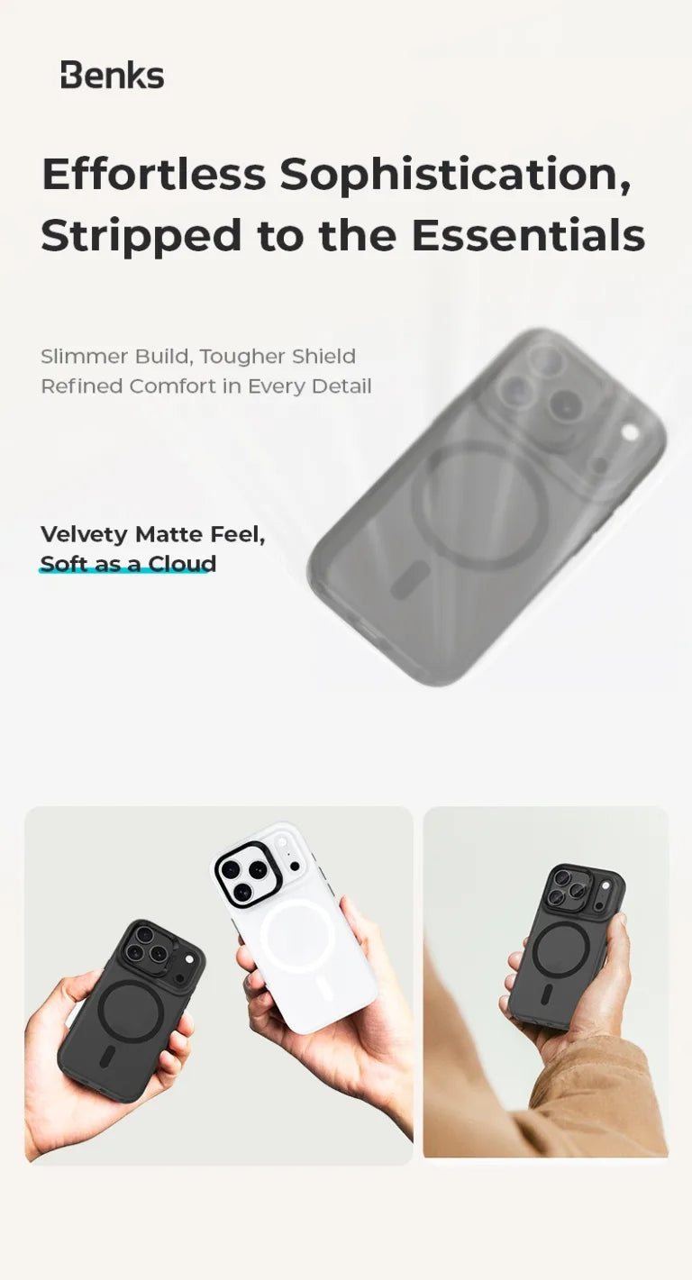 Benks Lucid Armor (Magnetic) with Camera Control เคสกันกระแทกสำหรับ iPhone 17 Air / 17 Pro / 17 Pro Max ไม่เกิดรอยนิ้วมือและกันรอยขนแมว