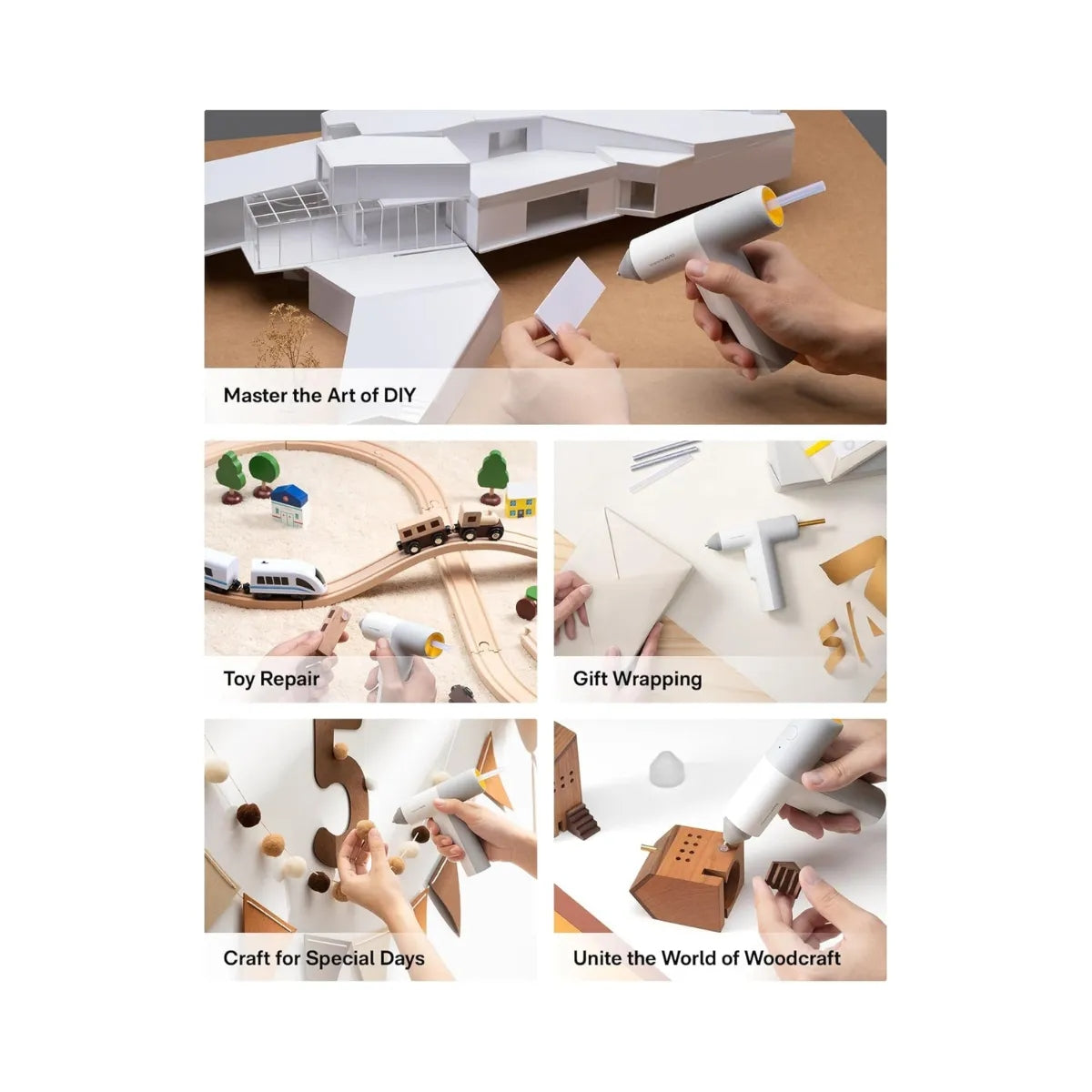 HOTO EasyFlow Hot Glue Gun ปืนกาวร้อนไร้สาย พร้อมแท่งกาว 40 แท่ง อุ่นเร็วใน 30 วินาที แบต 3000mAh