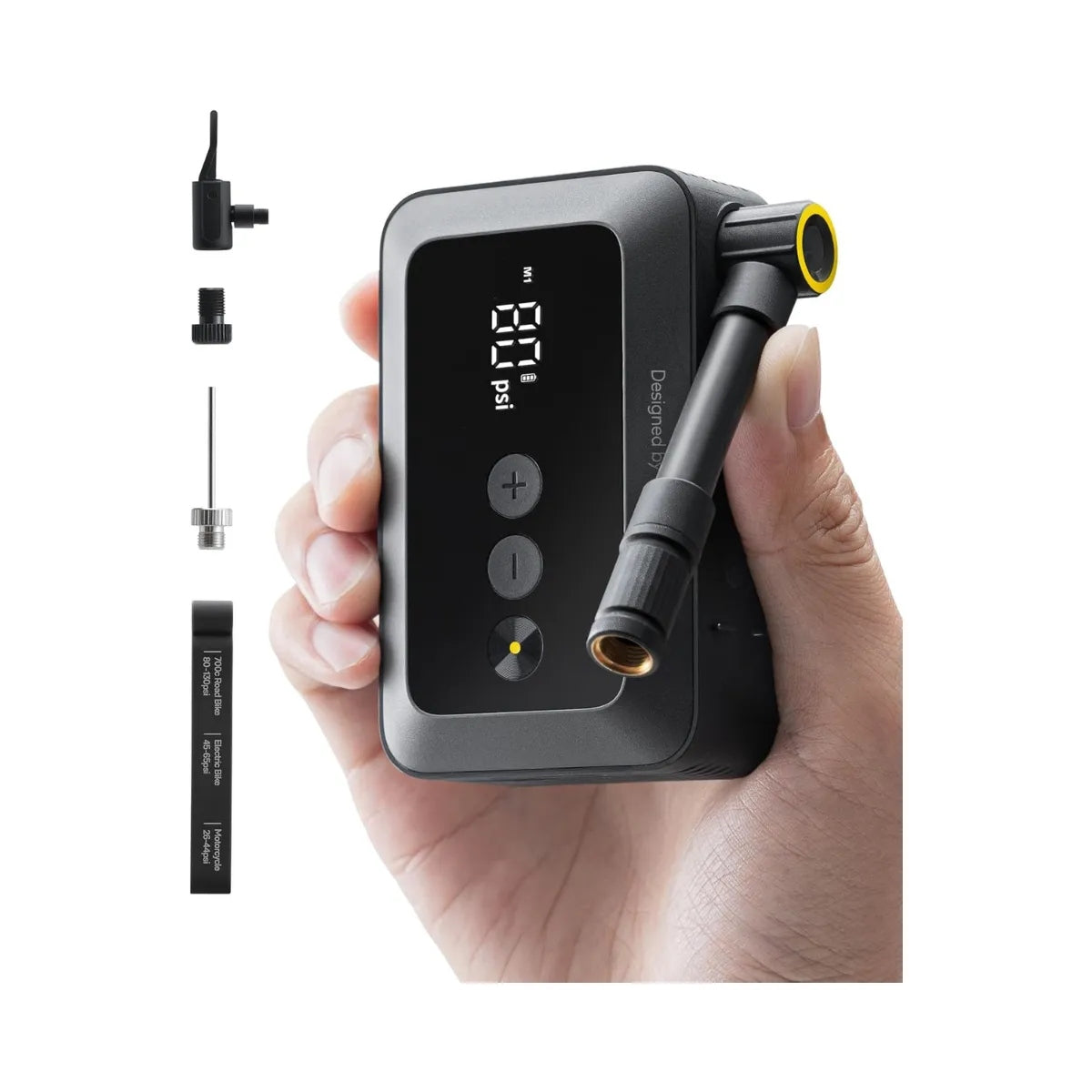 HOTO Air Pump Pocket ที่สูบลมจักรยานแบบพกพารุ่นมินิ สูบลมไฟฟ้าแรงดันสูง 150 PSI สูบเร็วใน 25 วินาที