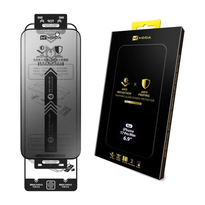 Hoda Anti-Peeper(AP) with Anti-Reflection (AR) Tempered Glass ฟิล์มกระจกกันแอบมอง สำหรับ iPhone 17 Air/ 17 Pro/ 17 Pro Max