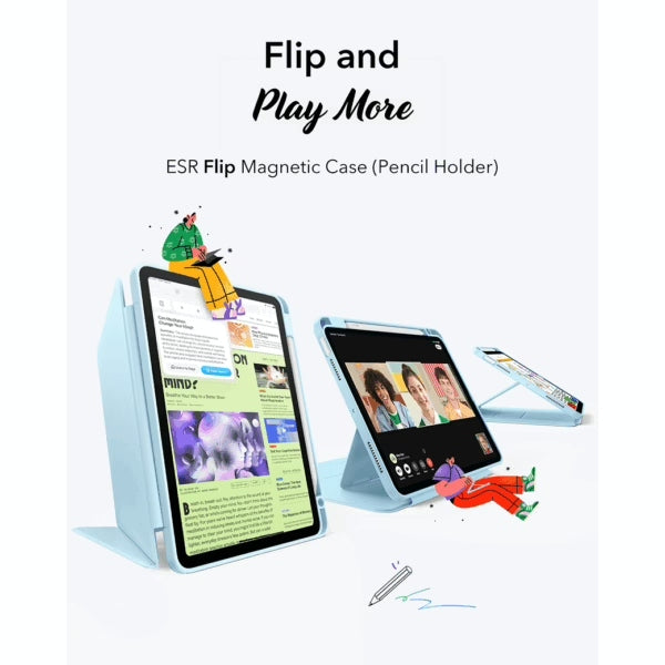 ESR Flip Magnetic Case (Pencil Holder) เคสสไตล์ฝาพับ สำหรับ iPad Air 11″ Gen 7 (2025/2024)