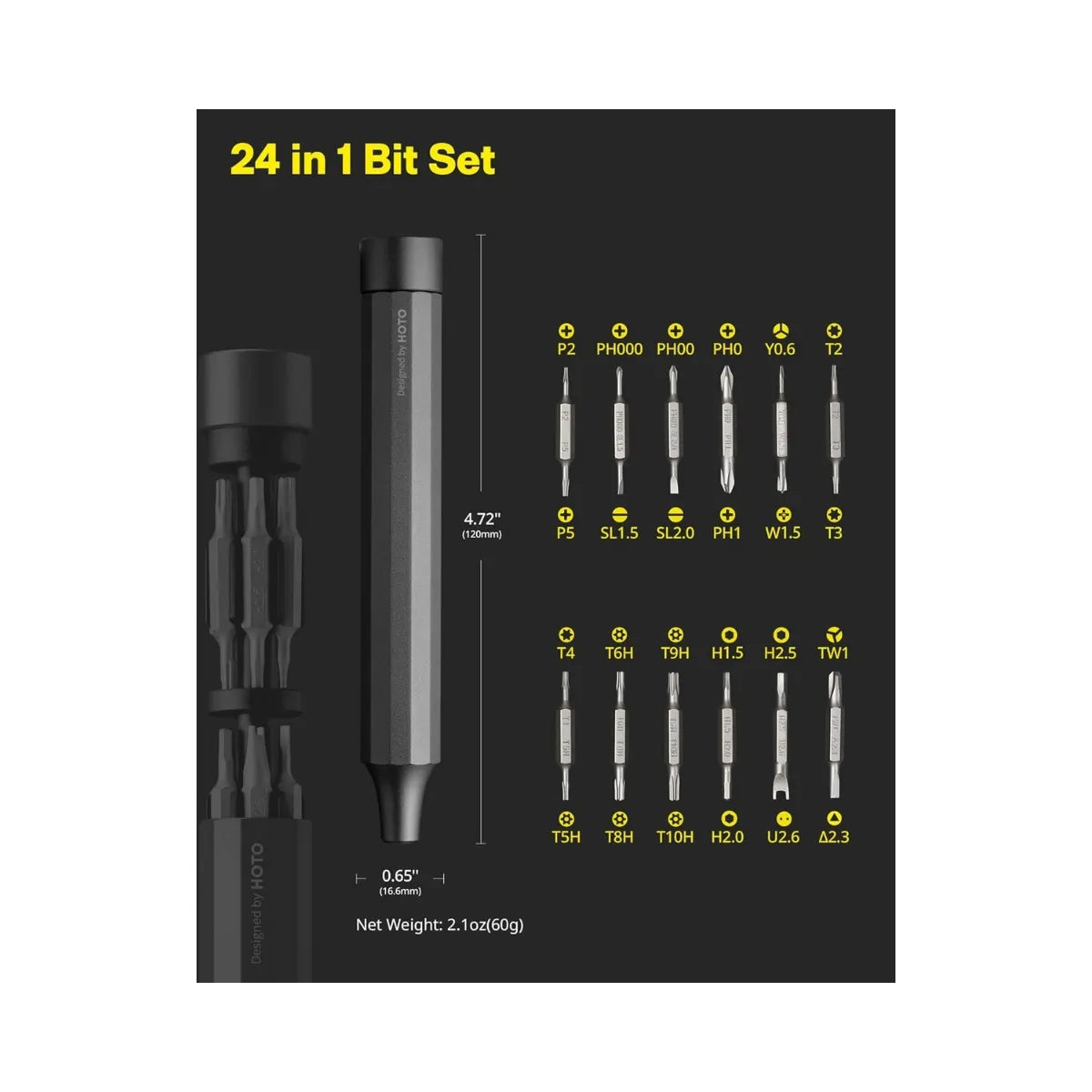 HOTO 24-in-1 Precision Screwdriver ชุดไขควงทรงปากกาสำหรับพกพา พร้อมแม่เหล็ก
