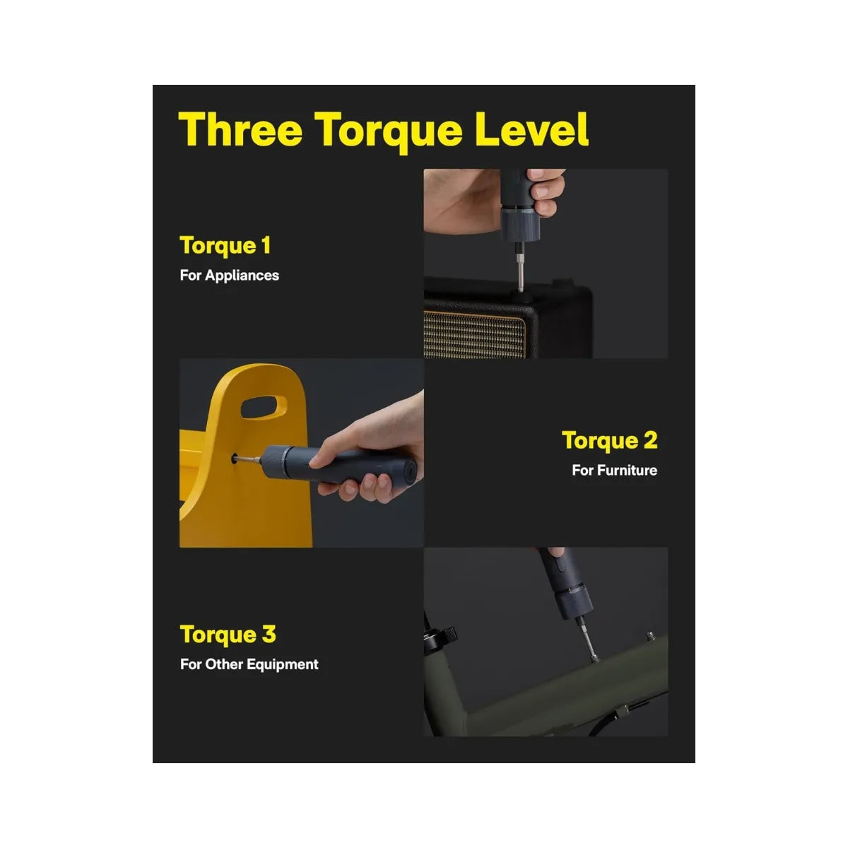 HOTO 3.6V Cordless Screwdriver ไขควงไฟฟ้า แบบชาร์จไฟได้ 3.6V ไร้สาย พร้อมพอร์ต USB-C ปรับได้ 3 ระดับ