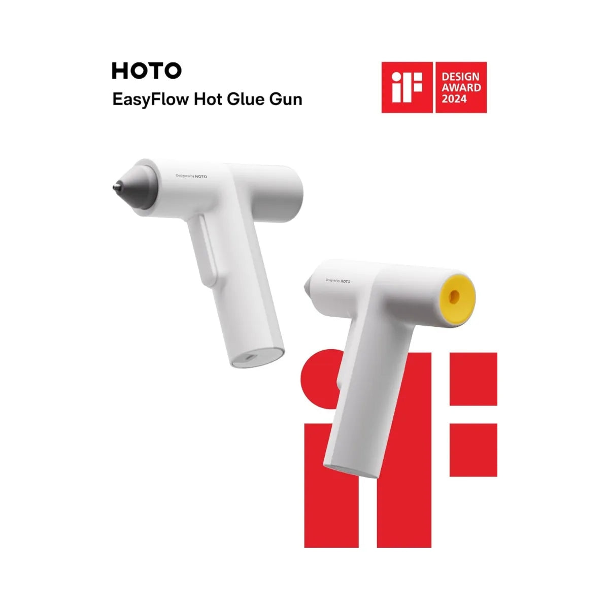 HOTO EasyFlow Hot Glue Gun ปืนกาวร้อนไร้สาย พร้อมแท่งกาว 40 แท่ง อุ่นเร็วใน 30 วินาที แบต 3000mAh