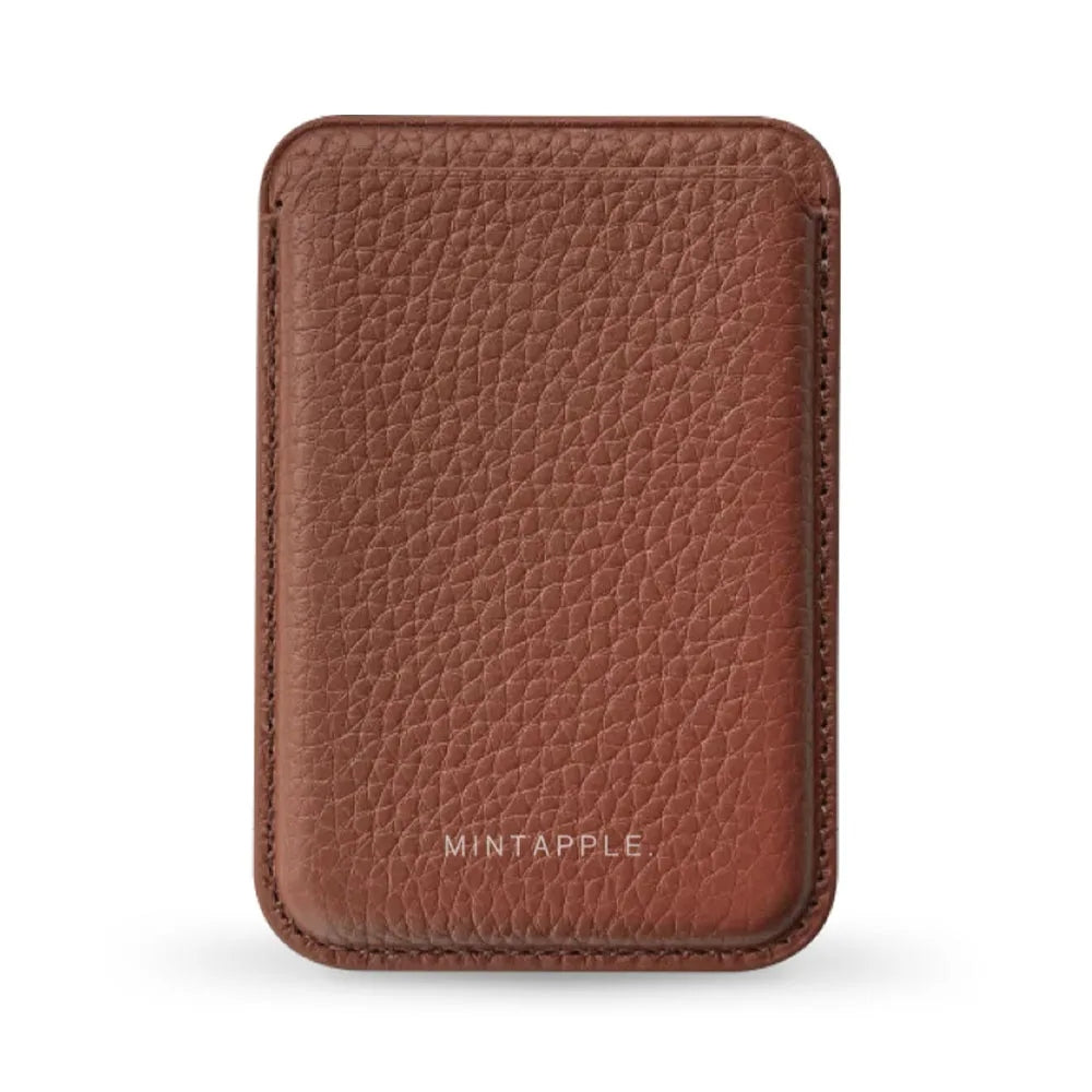 MINTAPPLE. Top Grain Leather Magsafe Wallet ที่เก็บบัตรติดหลังมือถือ วัสดุหนังวัว Italian