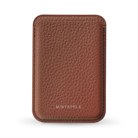 MINTAPPLE. Top Grain Leather Magsafe Wallet ที่เก็บบัตรติดหลังมือถือ วัสดุหนังวัว Italian