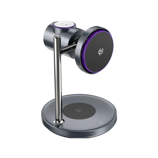 WiWU 3-in-1 Space Station Magnetic Wireless Charger Qi2.2 (Wi-W041) แท่นชาร์จไร้สาย สี Black