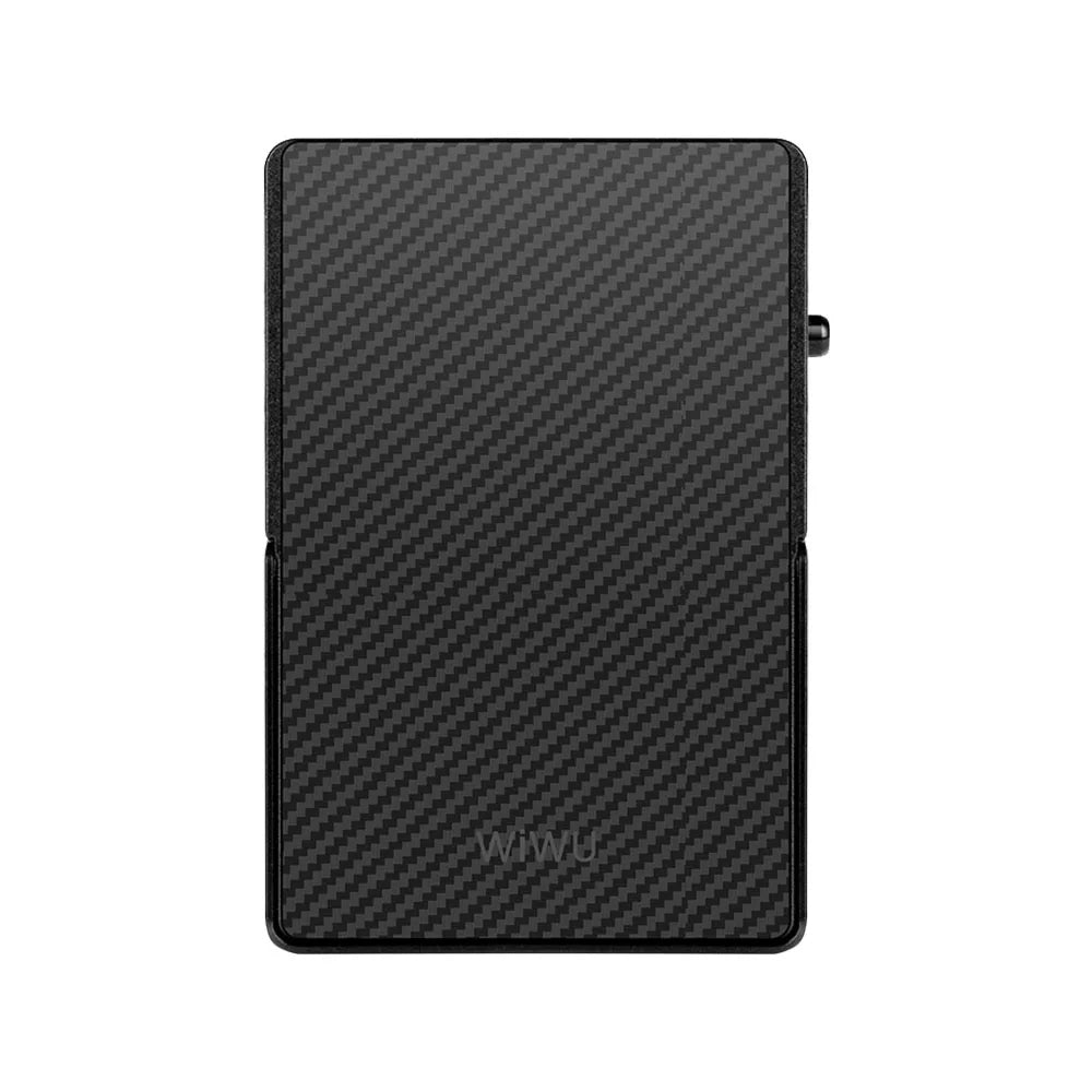 WiWU Warriors Carbon Magnetic Metal Stand ที่เก็บบัตรติดหลังมือถือ สี Black