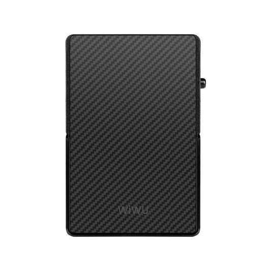 WiWU Warriors Carbon Magnetic Metal Stand ที่เก็บบัตรติดหลังมือถือ สี Black