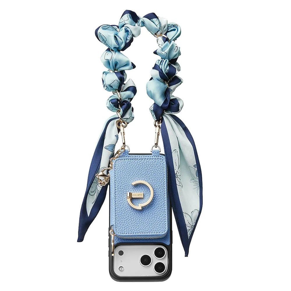 Custype Lychee Pattern Leather with Pouch & Silk Scarf Wrist Strap เคสกันกระแทกสำหรับ iPhone 17 Pro Max