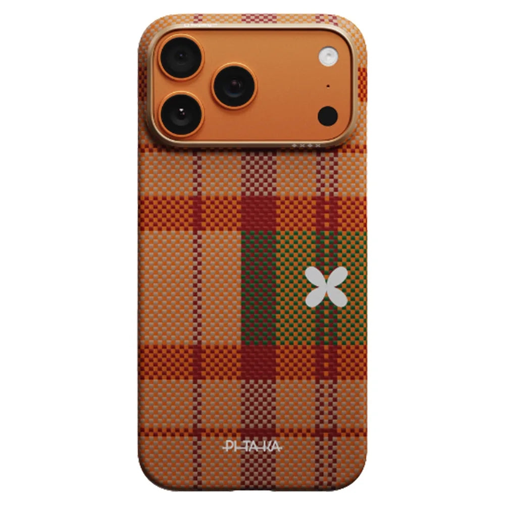 Pitaka Flora in Grid Edge Case เคสเส้นใยอะรามิด สำหรับ 17 Pro /17 Pro Max - สี Cloud Dusk