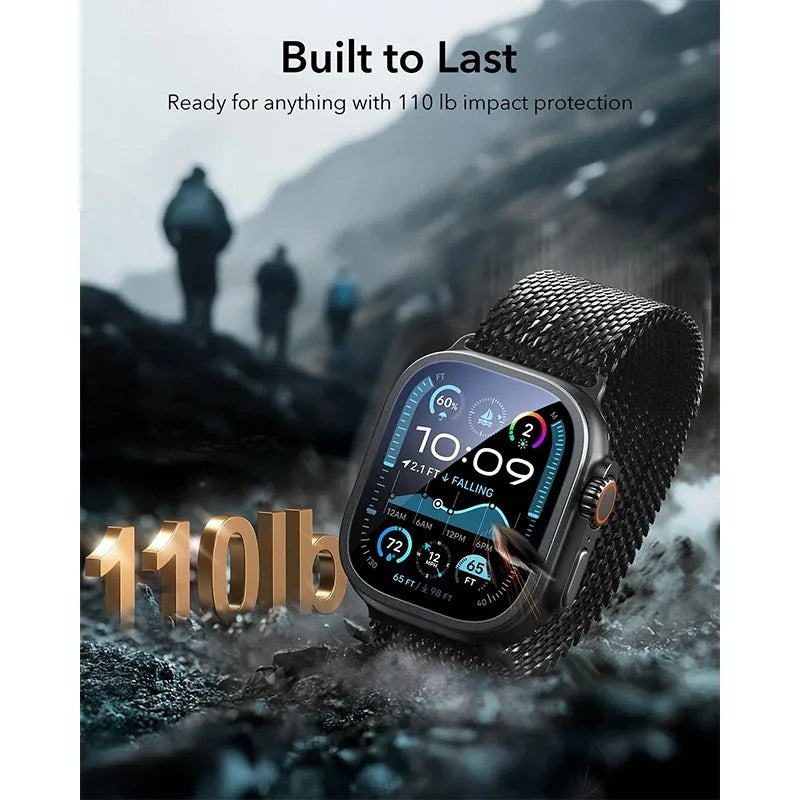 ESR Armorite Protection ฟิล์มกระจกสำหรับ Apple Watch Ultra 1/2/3 (49mm) สี Titanium/Black (2ชิ้น)