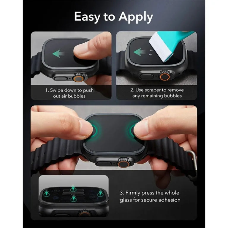 ESR Armorite Protection ฟิล์มกระจกสำหรับ Apple Watch Ultra 1/2/3 (49mm) สี Black (2ชิ้น)