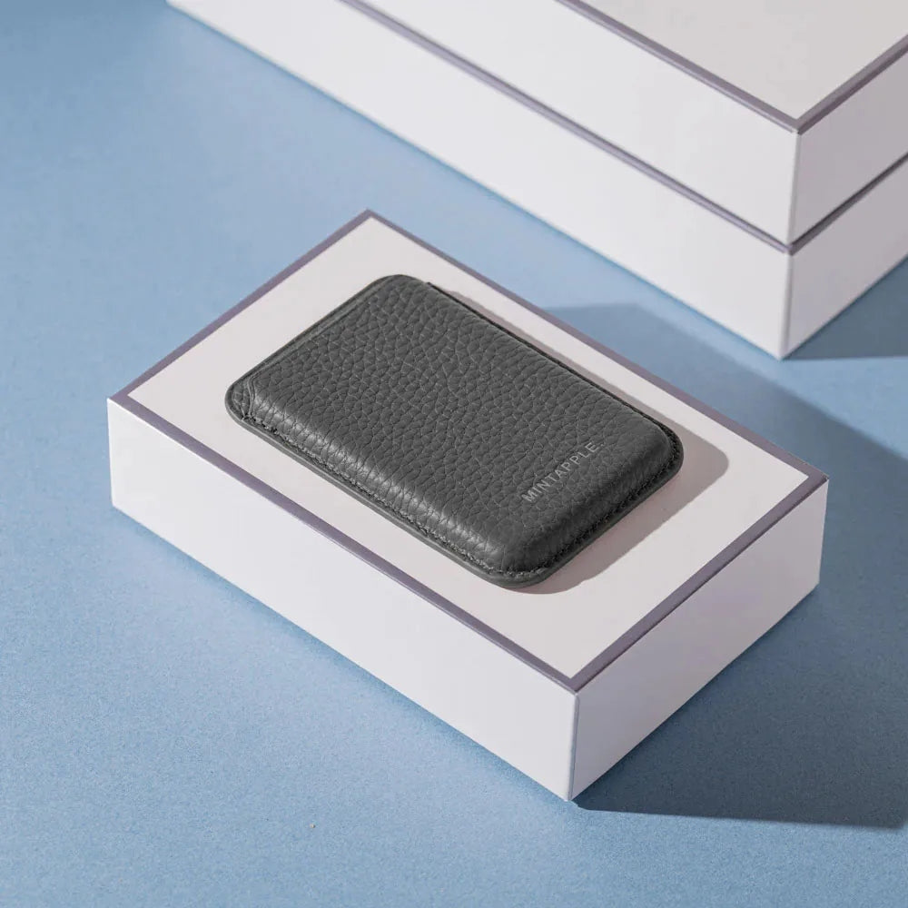 MINTAPPLE. Top Grain Leather Magsafe Wallet ที่เก็บบัตรติดหลังมือถือ วัสดุหนังวัว Italian