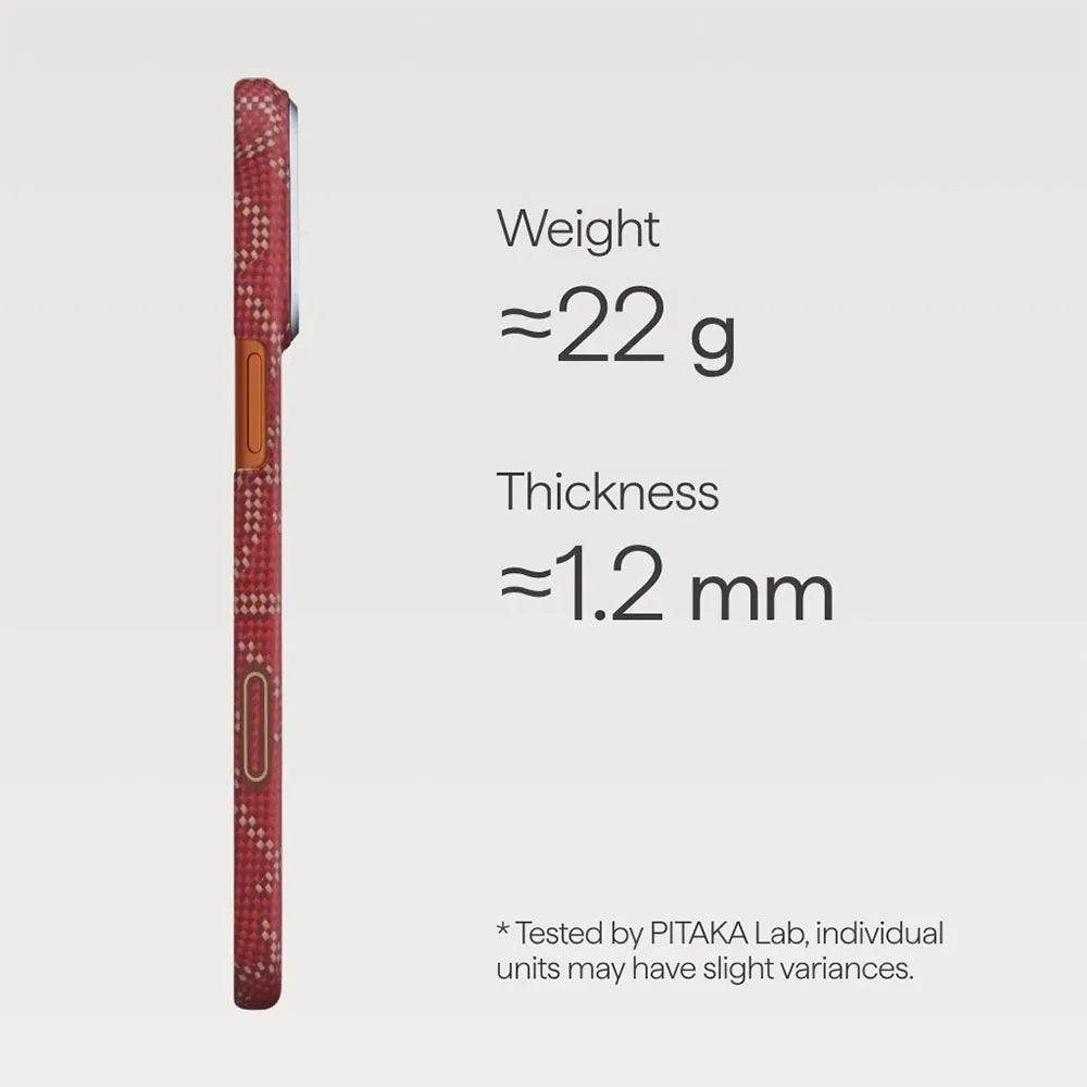 Pitaka Ultra-Slim Case เคสเส้นใยอะรามิดระดับพรีเมียม สำหรับ 17 Pro /17 Pro Max - สี Red/Gold