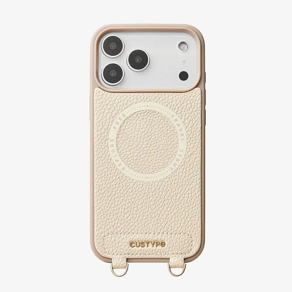 Custype Lychee Pattern Leather with Pouch & Silk Scarf Wrist Strap เคสกันกระแทกสำหรับ iPhone 17 Pro Max