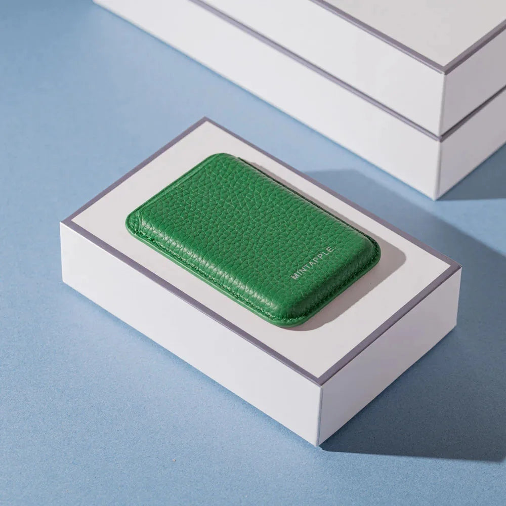 MINTAPPLE. Top Grain Leather Magsafe Wallet ที่เก็บบัตรติดหลังมือถือ วัสดุหนังวัว Italian
