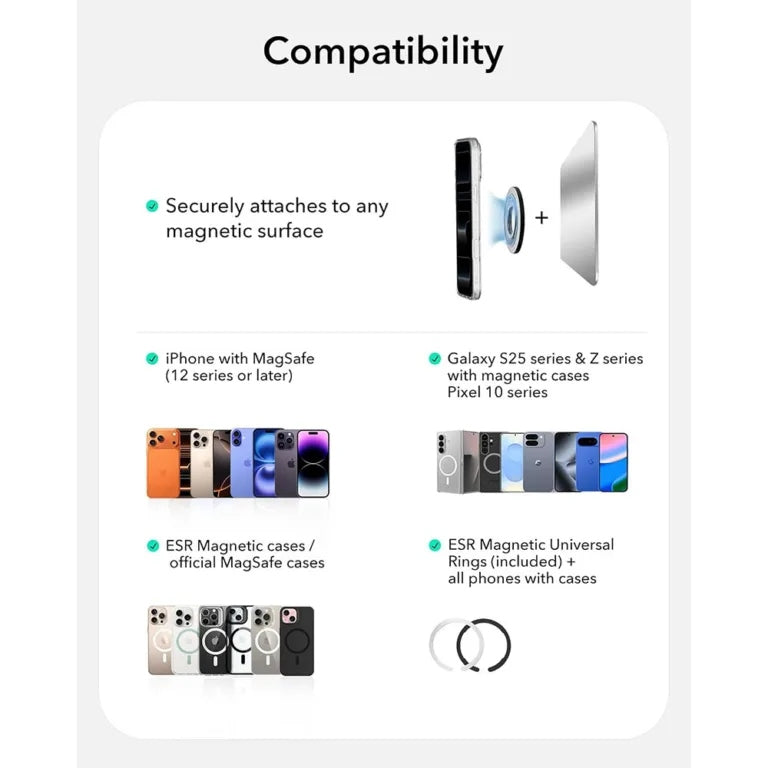 ESR Dual-Side Magnetic Phone Grip Stand 360 ขาตั้งแหวนแม่เหล็ก สี Black