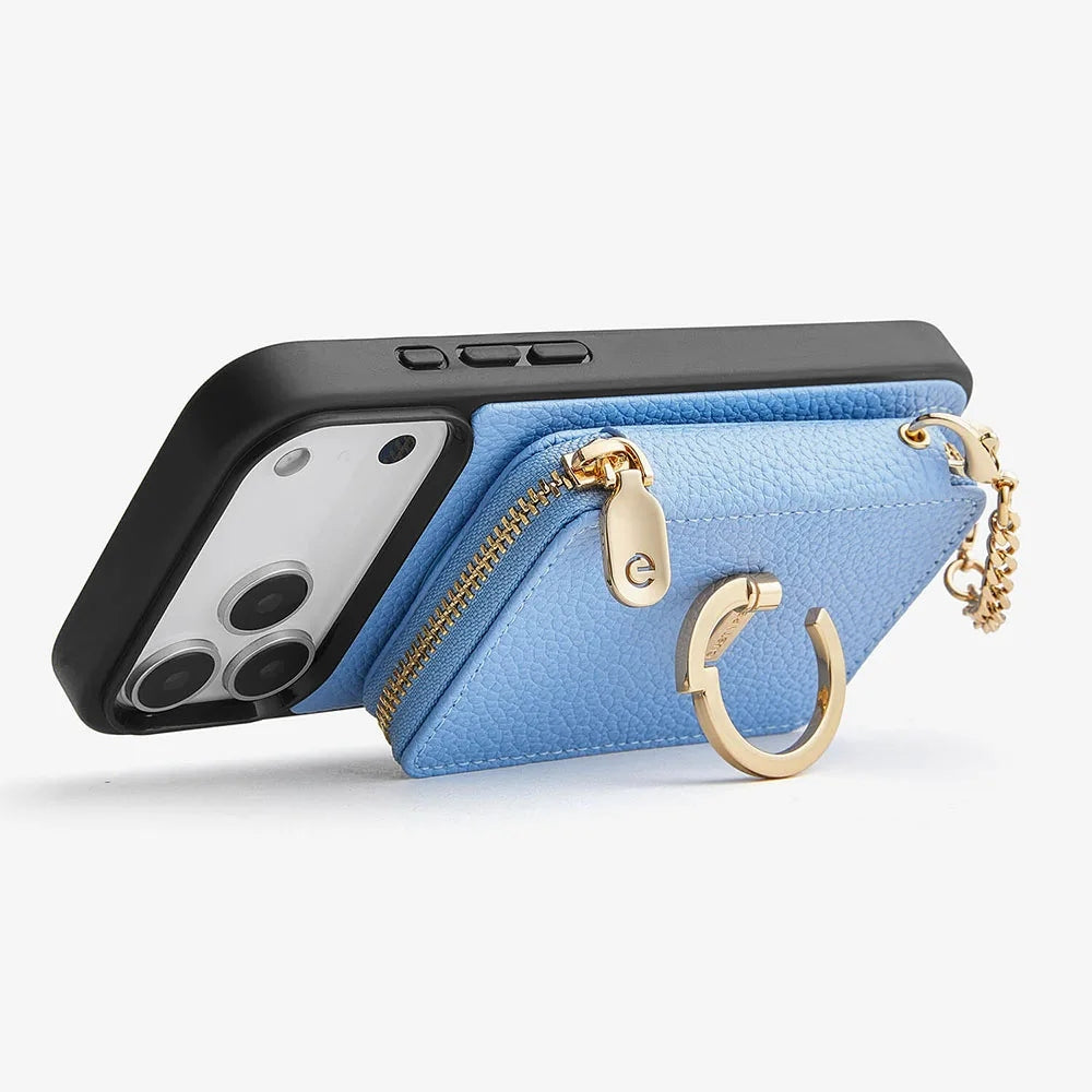 Custype Lychee Pattern Leather with Pouch & Silk Scarf Wrist Strap เคสกันกระแทกสำหรับ iPhone 17 Pro Max