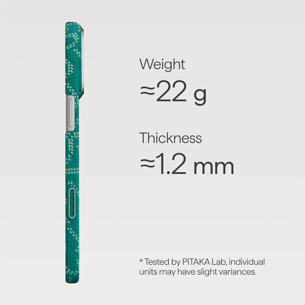 Pitaka Ultra-Slim Case เคสเส้นใยอะรามิดระดับพรีเมียม สำหรับ 17 Pro /17 Pro Max - สี Green/Gold