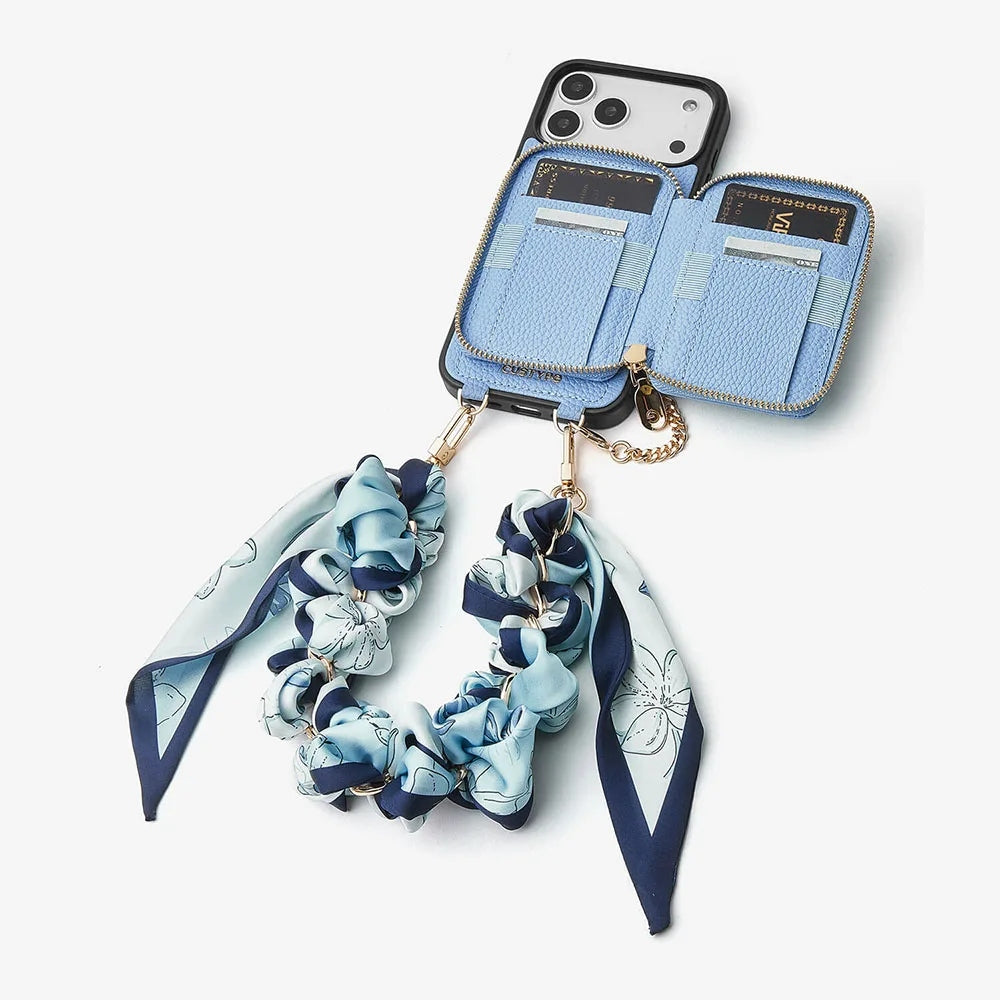 Custype Lychee Pattern Leather with Pouch & Silk Scarf Wrist Strap เคสกันกระแทกสำหรับ iPhone 17 Pro Max