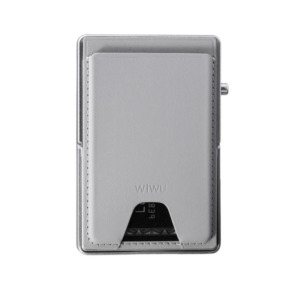 WiWU Regal Magnetic Metal Stand Card Holder ที่เก็บบัตรและขาตั้งติดหลังมือถือ