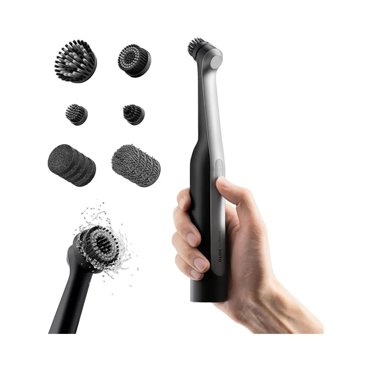 HOTO Wand Cordless Spin Scrubber แปรงขัดไร้สายระบบหมุนพลังสูง กันน้ำ IPX7 หัวแปรงสำรอง 12 ชิ้น