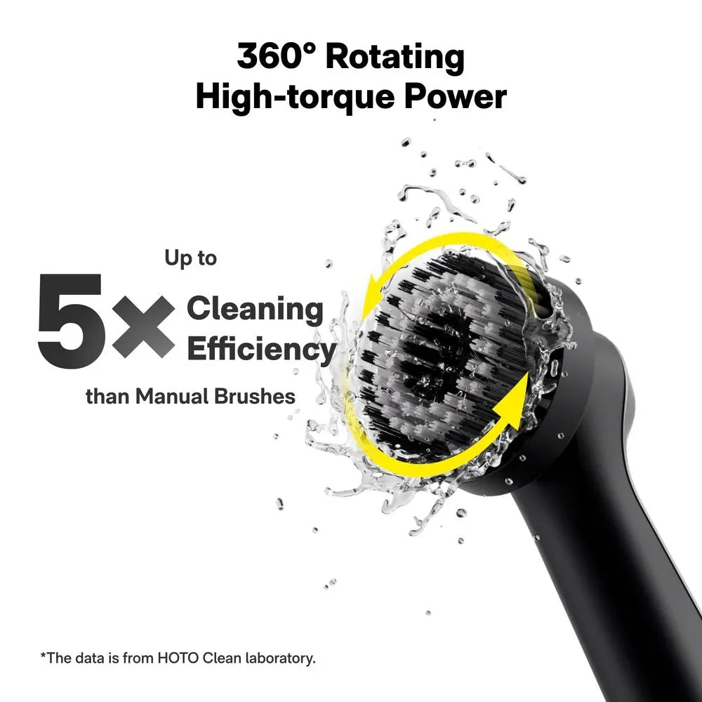 HOTO Wand Cordless Spin Scrubber แปรงขัดไร้สายระบบหมุนพลังสูง กันน้ำ IPX7 หัวแปรงสำรอง 12 ชิ้น