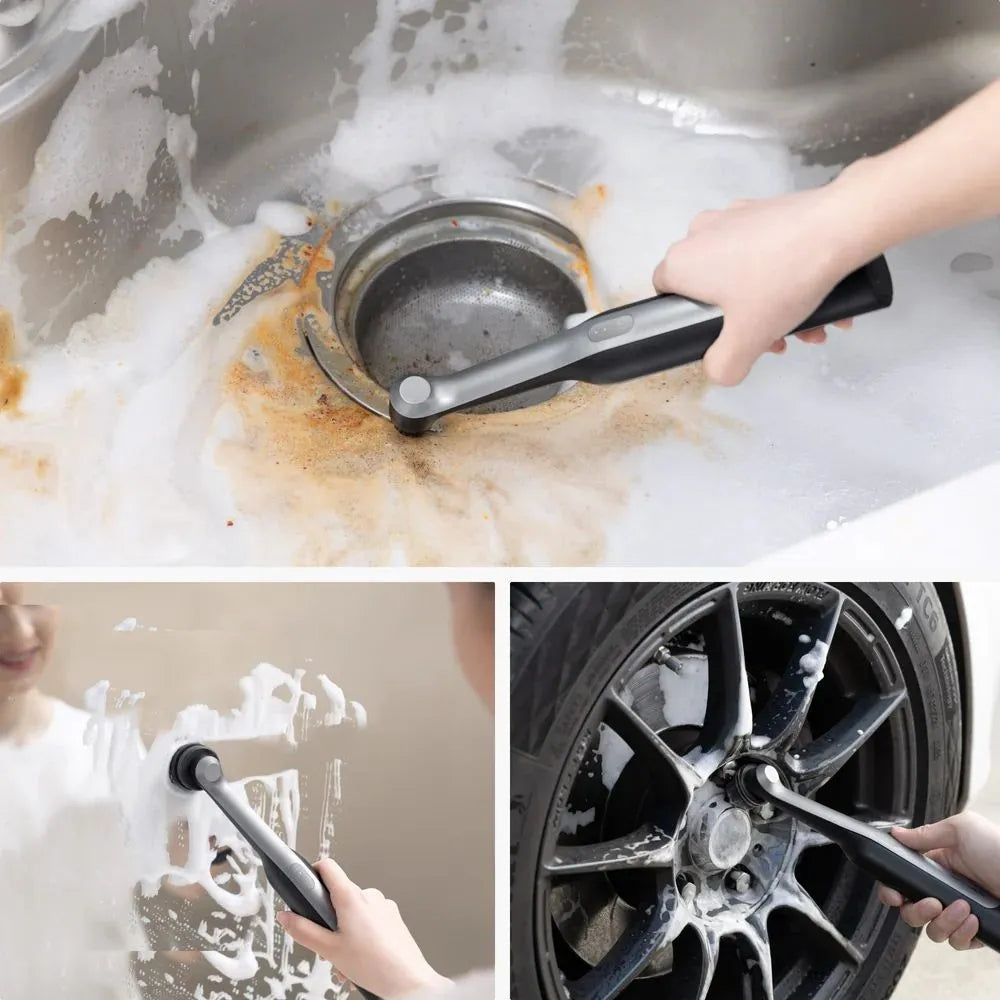 HOTO Wand Cordless Spin Scrubber แปรงขัดไร้สายระบบหมุนพลังสูง กันน้ำ IPX7 หัวแปรงสำรอง 12 ชิ้น