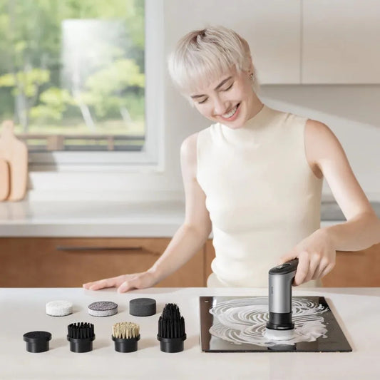 HOTO Grip Cordless Spin Scrubber แปรงขัดไฟฟ้าไร้สาย น้ำหนักเบา 6 หัวแปรงแม่เหล็ก กันน้ำ IPX7