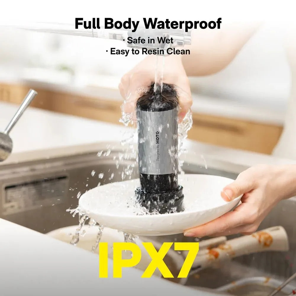 HOTO Grip Cordless Spin Scrubber แปรงขัดไฟฟ้าไร้สาย น้ำหนักเบา 6 หัวแปรงแม่เหล็ก กันน้ำ IPX7