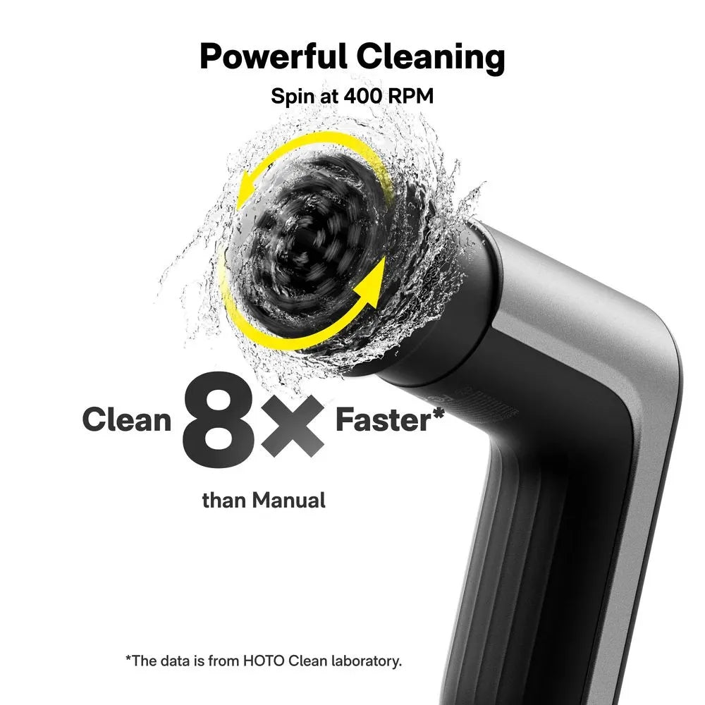 HOTO Grip Cordless Spin Scrubber แปรงขัดไฟฟ้าไร้สาย น้ำหนักเบา 6 หัวแปรงแม่เหล็ก กันน้ำ IPX7