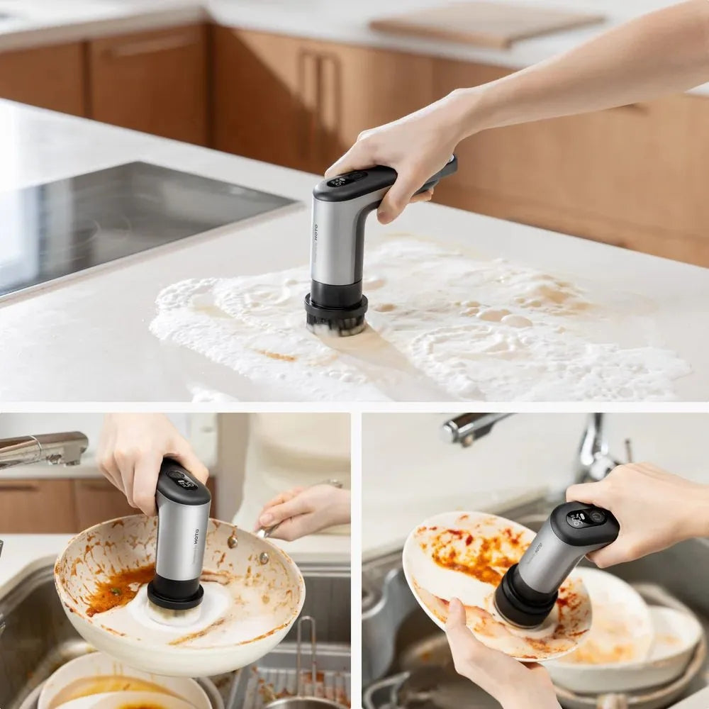 HOTO Grip Cordless Spin Scrubber แปรงขัดไฟฟ้าไร้สาย น้ำหนักเบา 6 หัวแปรงแม่เหล็ก กันน้ำ IPX7