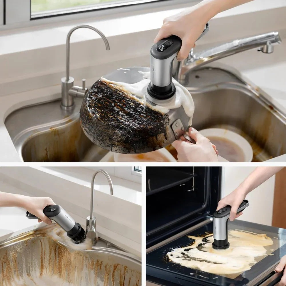 HOTO Grip Cordless Spin Scrubber แปรงขัดไฟฟ้าไร้สาย น้ำหนักเบา 6 หัวแปรงแม่เหล็ก กันน้ำ IPX7