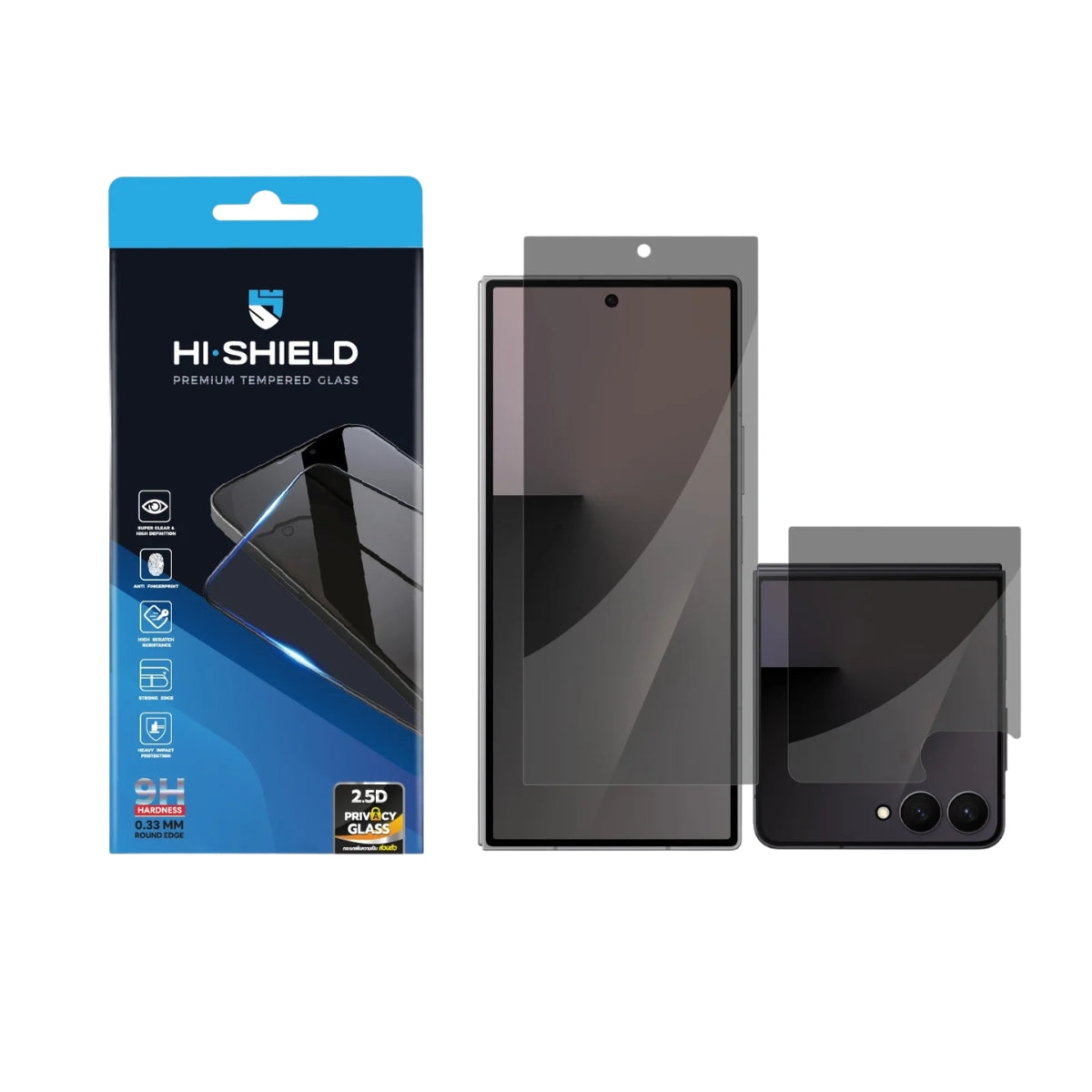 Hishield Tempered Glass 2.5D Privacy ฟิล์มกระจก 9H กันแอบมอง สำหรับ Galaxy Z Flip 8