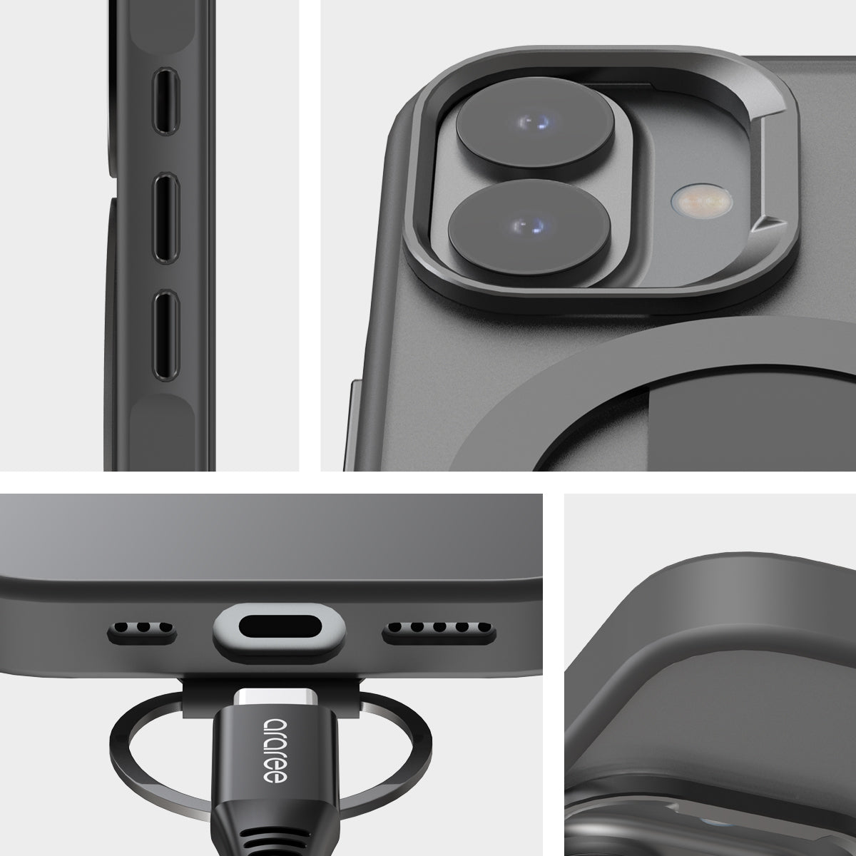 Araree Duple M Grip เคสกันกระแทกพร้อมขาตั้ง สำหรับ iPhone 17/ 17 Air/ 17 Pro/ 17 Pro Max พร้อมสายรัดซิลิโคน