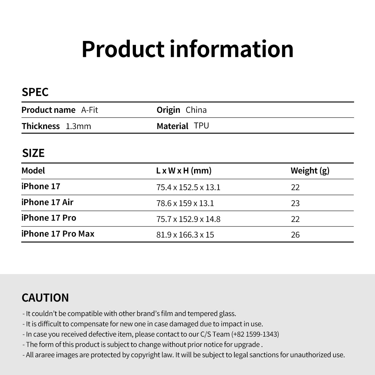 Araree A-FIT เคสใสเนื้อนุ่ม สำหรับ iPhone 17/ 17 Air/ 17 Pro/ 17 Pro Max วัสดุ TPU เกรดพรีเมียม