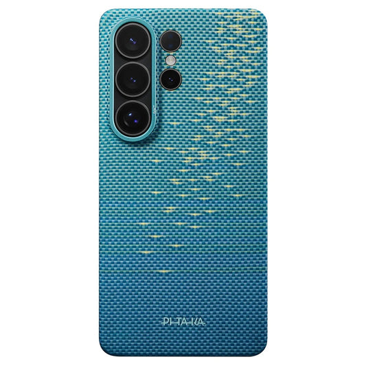 Pitaka Edge Case (Glints of Gold) เคสเส้นใยอะรามิดระดับพรีเมียมสำหรับ Galaxy S26 Ultra สี Lucid Blue