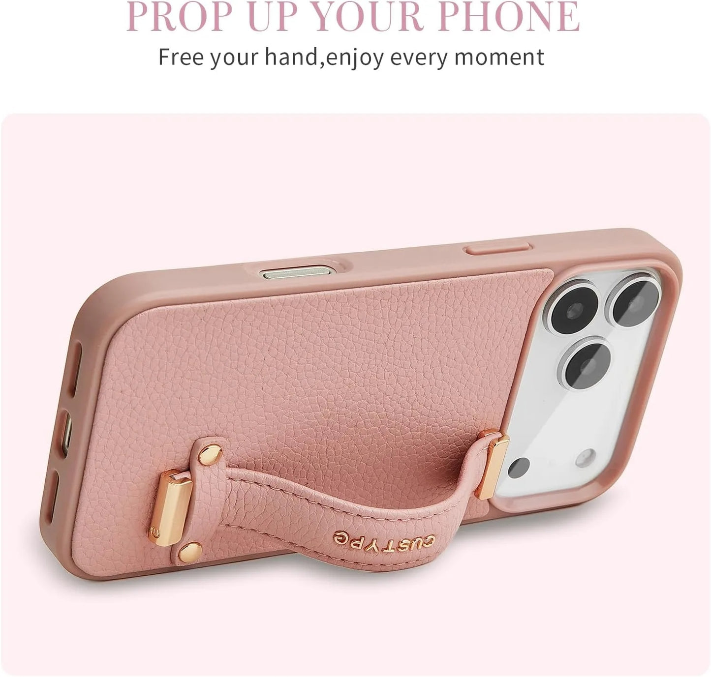 Custype Faux Leather Case with Wrist Stand เคสกันกระแทกสำหรับ iPhone 17 Pro / 17 Pro Max