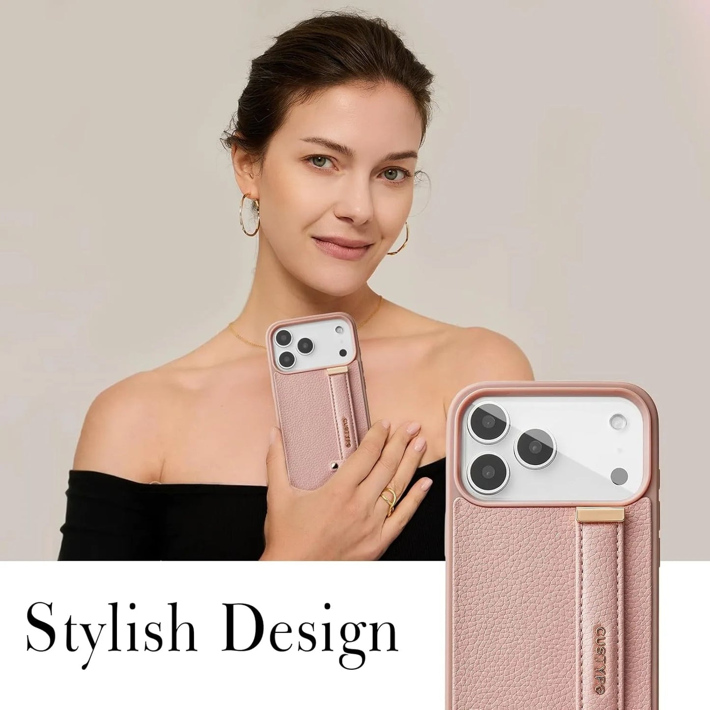 Custype Faux Leather Case with Wrist Stand เคสกันกระแทกสำหรับ iPhone 17 Pro / 17 Pro Max