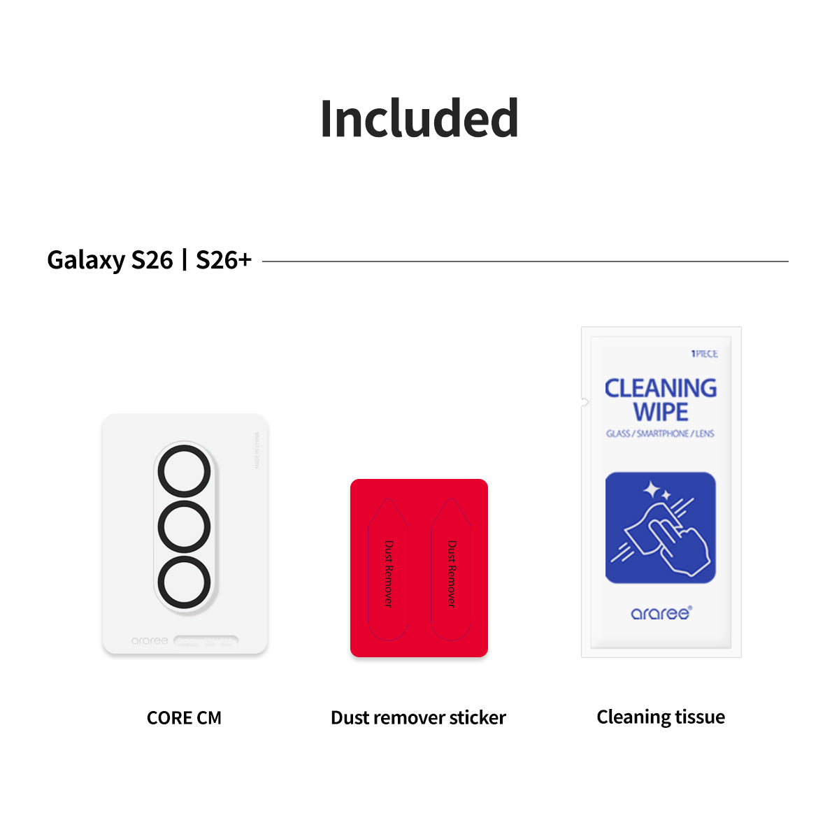 ARAREE CORE Camera CM กระจกกันรอยเลนส์กล้องแบบชิ้นเดียว สำหรับ Galaxy S26 Ultra / S26+ (Plus) / S26