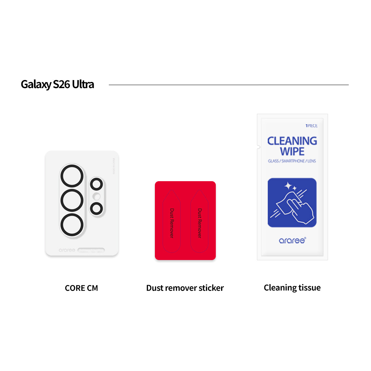ARAREE CORE Camera CM กระจกกันรอยเลนส์กล้องแบบชิ้นเดียว สำหรับ Galaxy S26 Ultra / S26+ (Plus) / S26