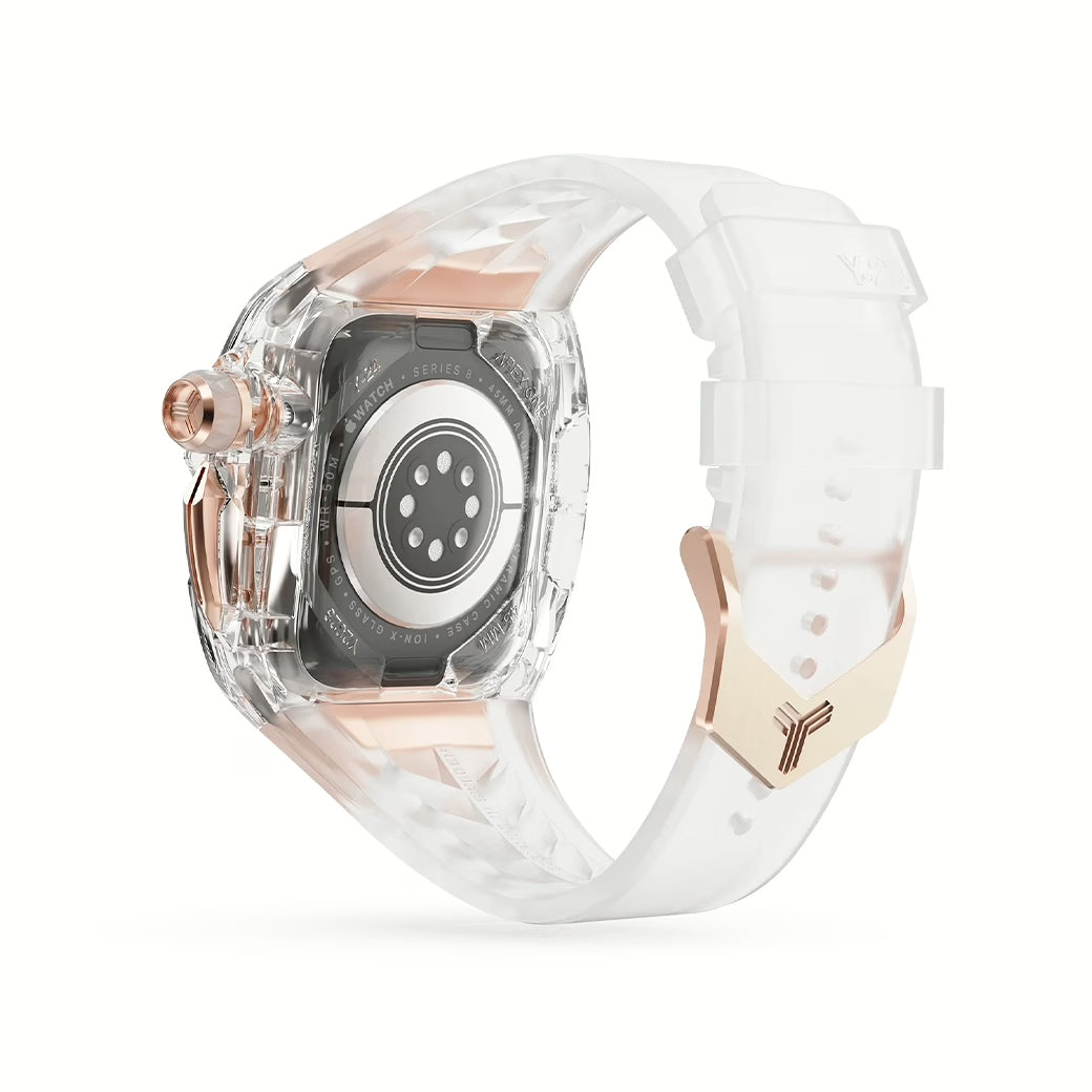 Y24 BELLEVUE เซ็ตเคสและสายนาฬิกาสำหรับ Apple Watch (45mm) – สี Transparent/Rose Gold